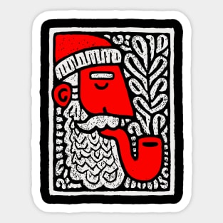 Retro Folk Art Santa Claus for Unique Holiday Decor Gift Sticker